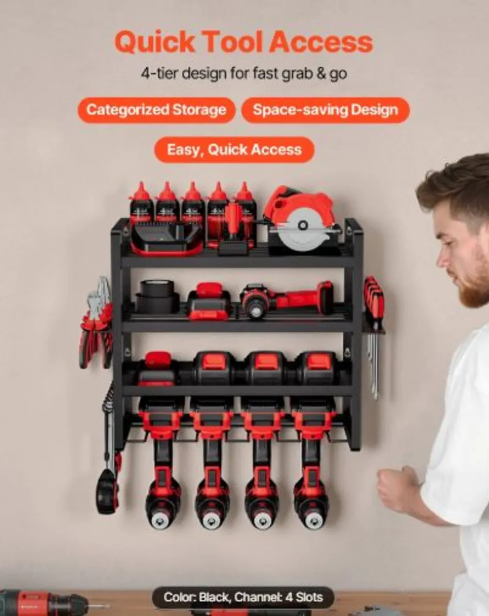 Power Tool Organizer Wall Mount, 4-Layer Storage - Image 2