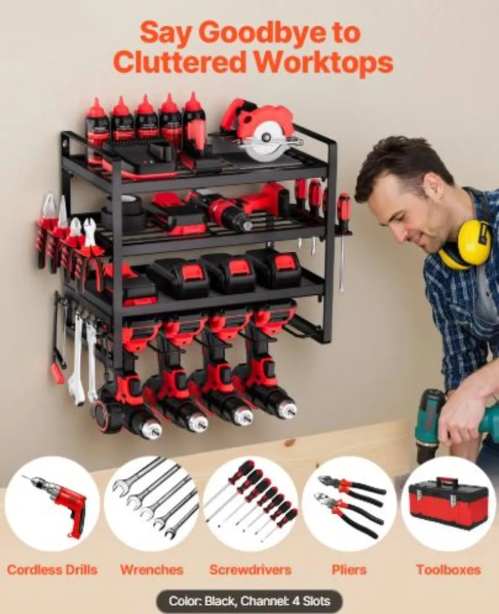 Power Tool Organizer Wall Mount, 4-Layer Storage - Image 3