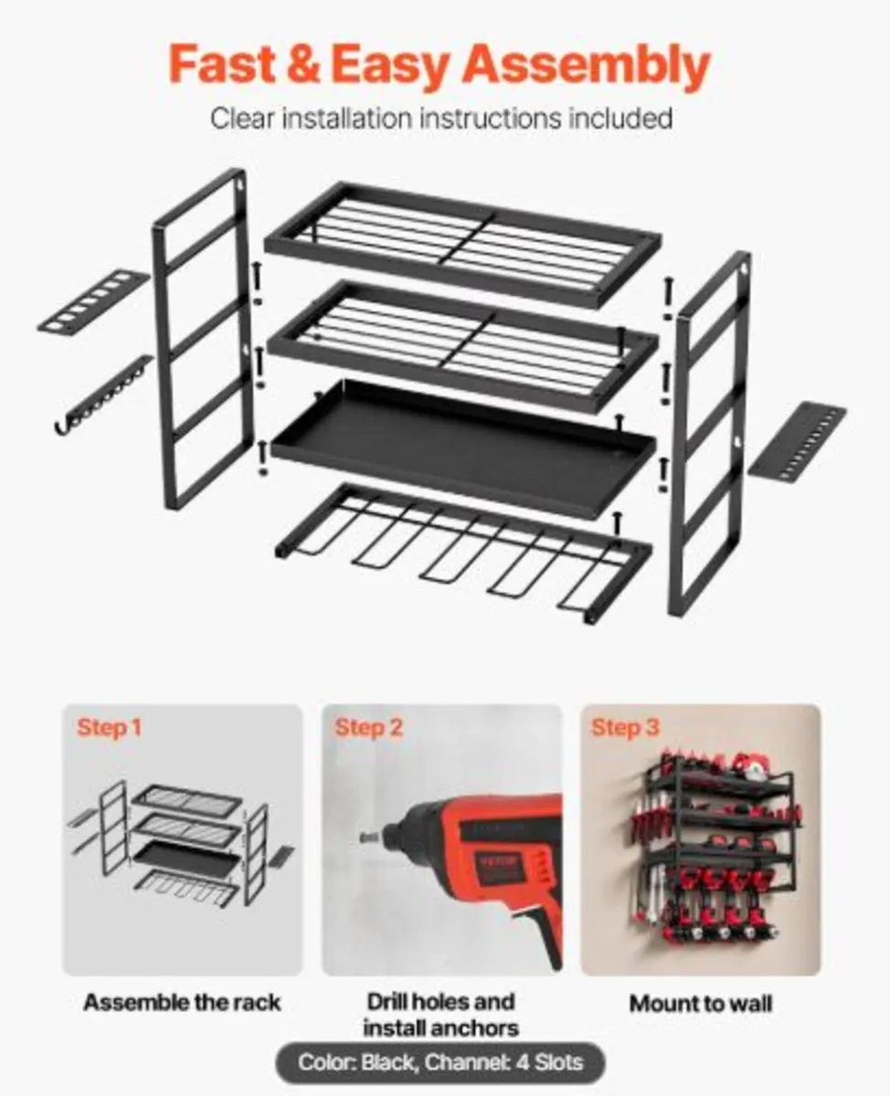 Power Tool Organizer Wall Mount, 4-Layer Storage - Image 4