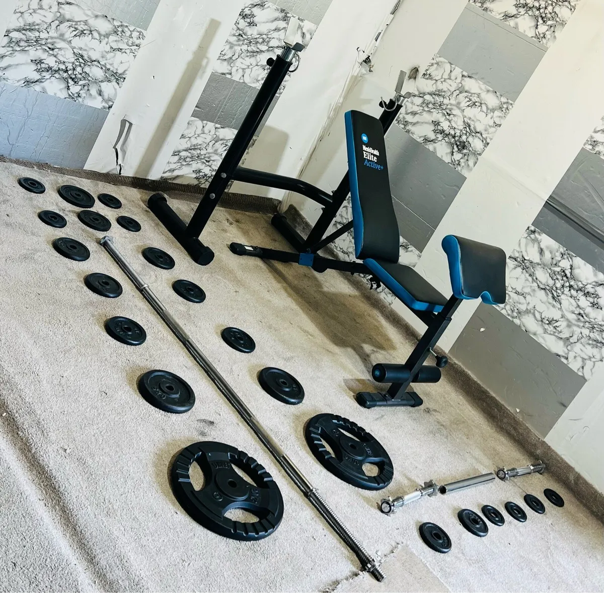 IRON WEIGHTS RACK BENCH BARBELL DUMBBELLS - Image 3