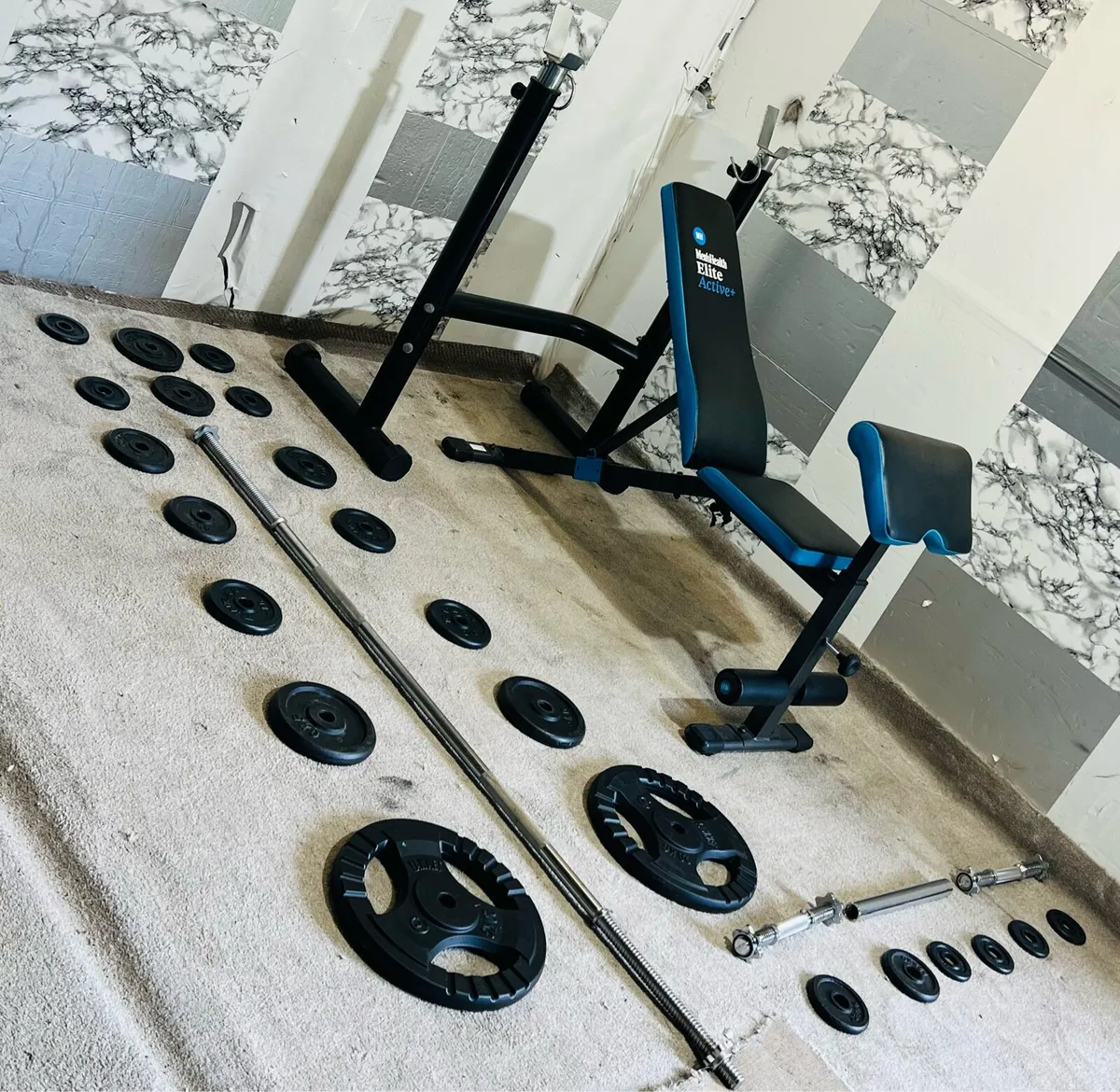 IRON WEIGHTS RACK BENCH BARBELL DUMBBELLS - Image 4