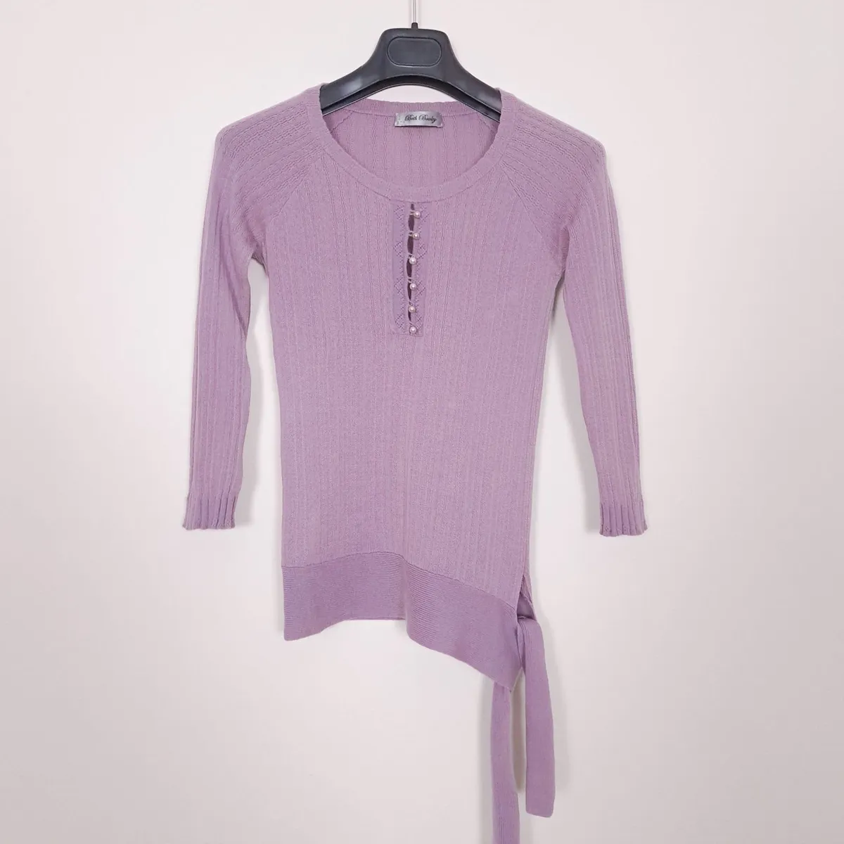 Beth Bowley Purple Knit Henley Top XS/S - Image 1