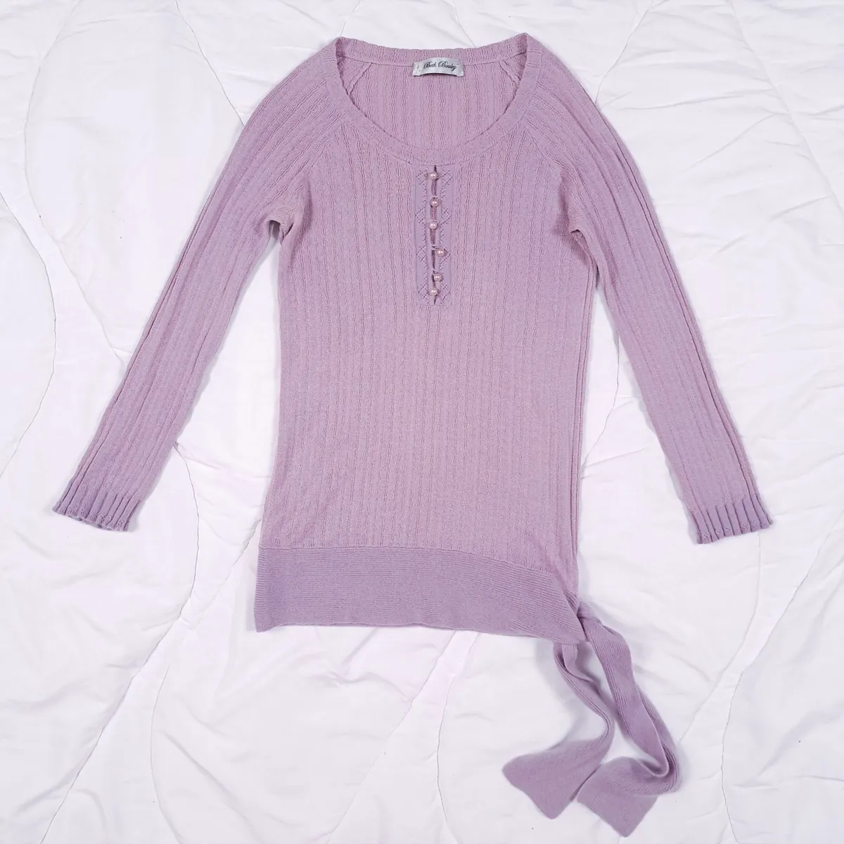 Beth Bowley Purple Knit Henley Top XS/S - Image 2