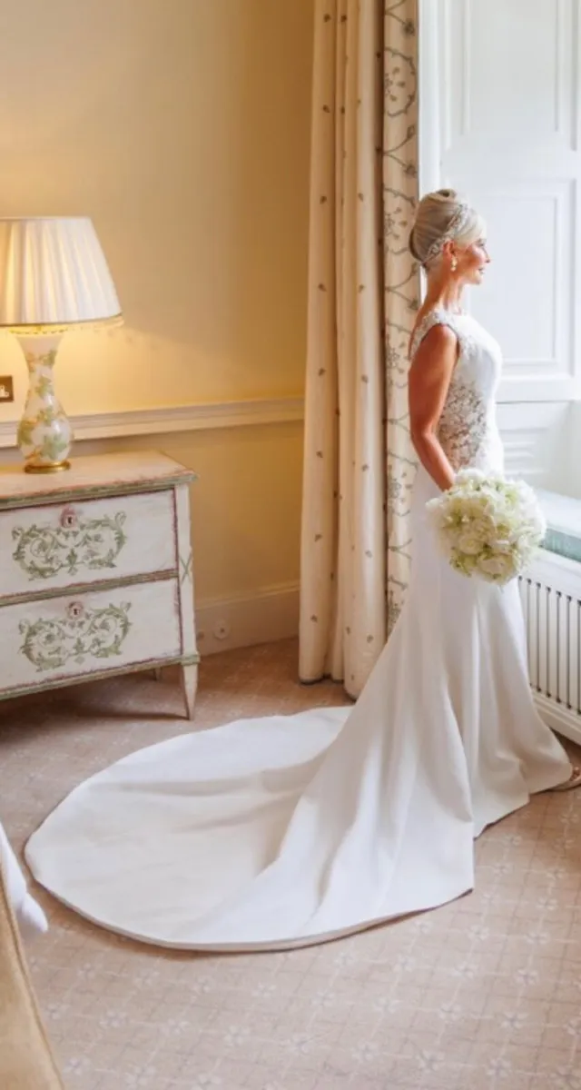 Wedding Dress, Veil and Matching Headpiece - Image 3