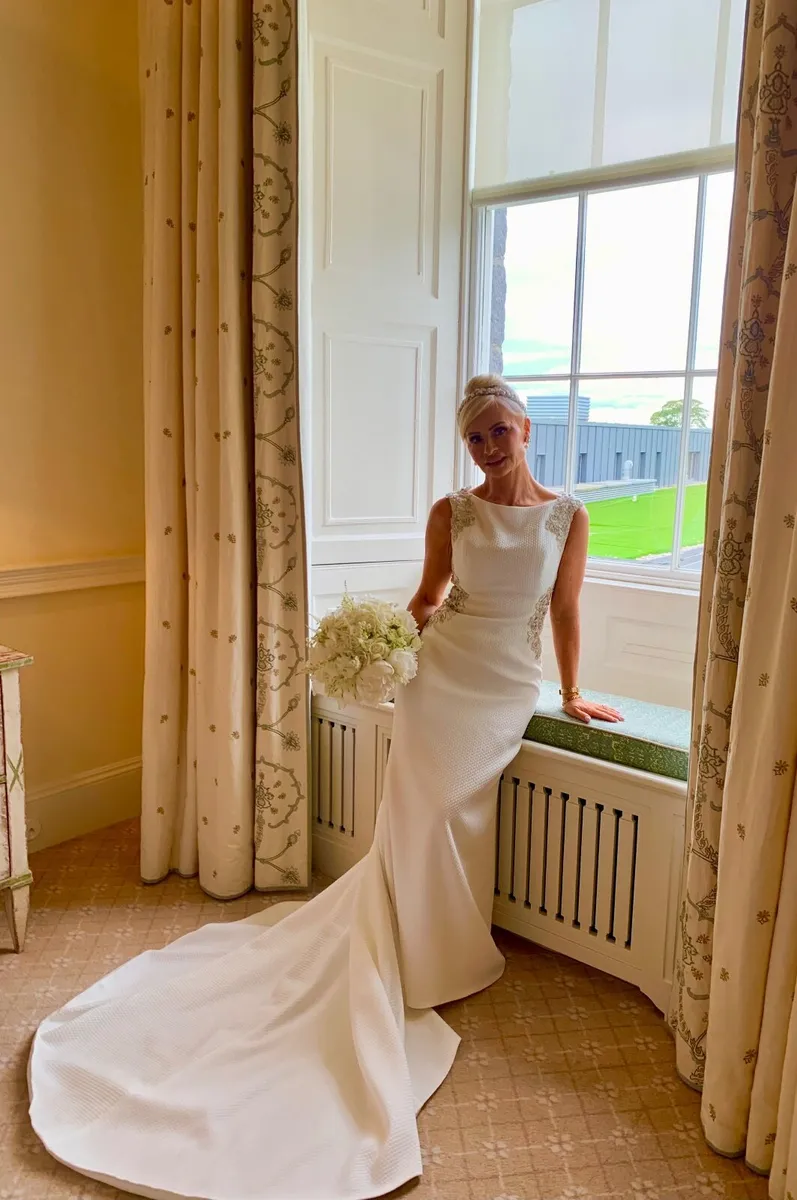 Wedding Dress, Veil and Matching Headpiece - Image 1