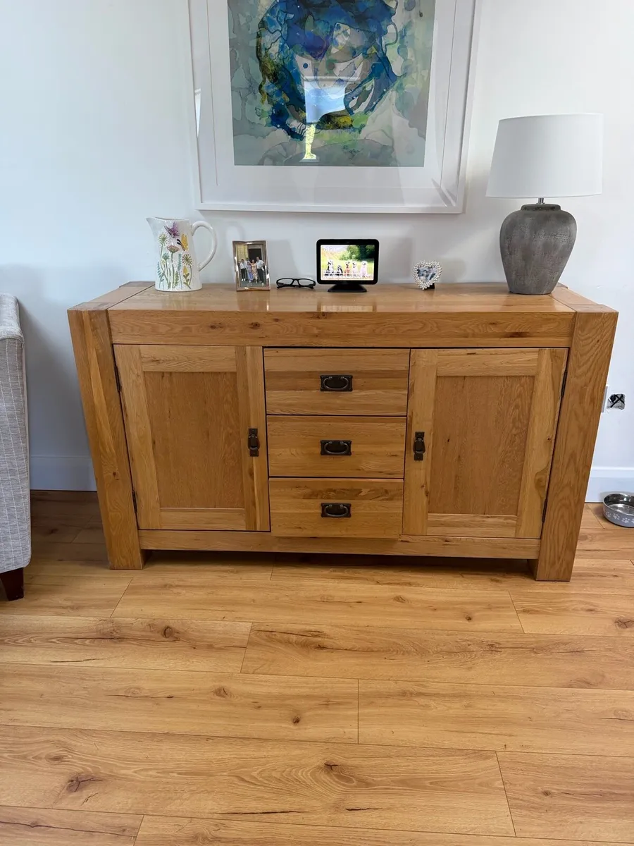 Solid oak sideboards pair - Image 1
