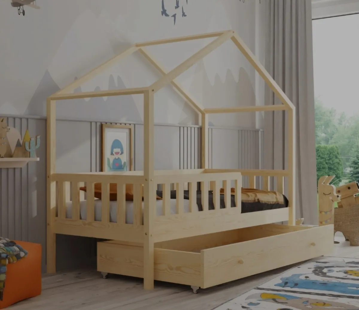 Kids Bed Toddler House Bedroom Bunk Bed - Image 4