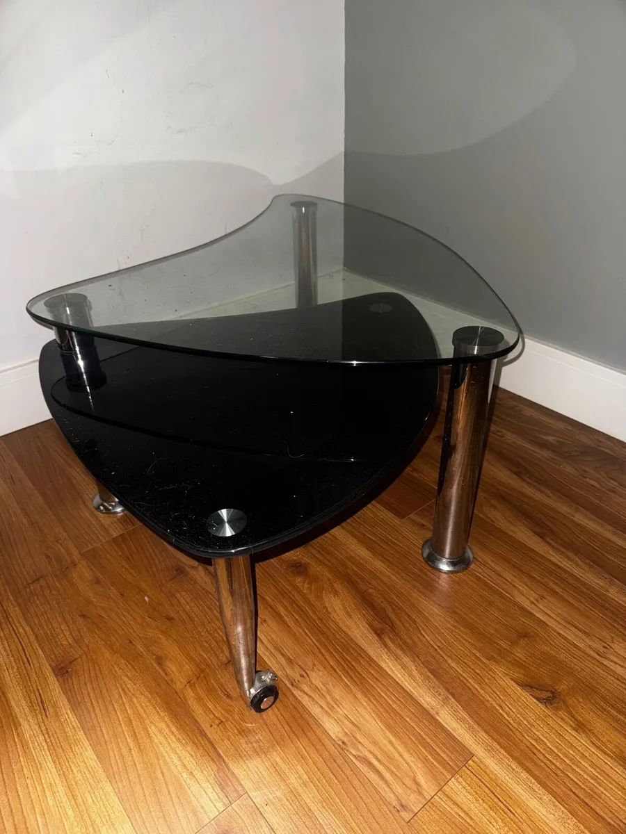 Glass coffee table two tiered