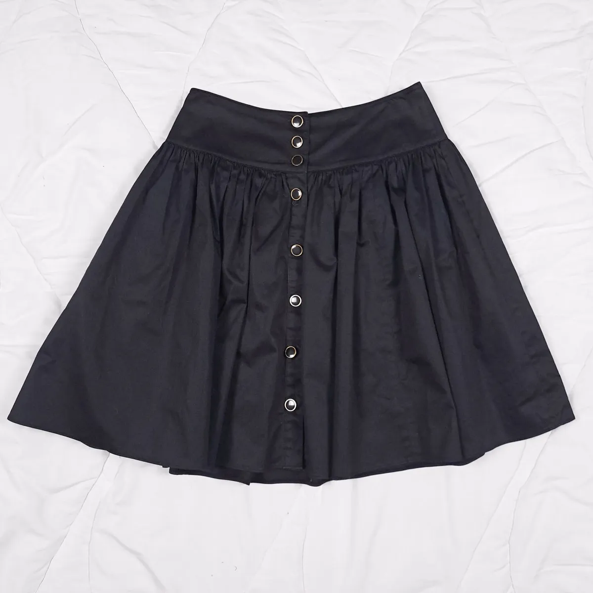 Reiss Black Gathered Flare Mini Skirt 6UK/34EU - Image 1