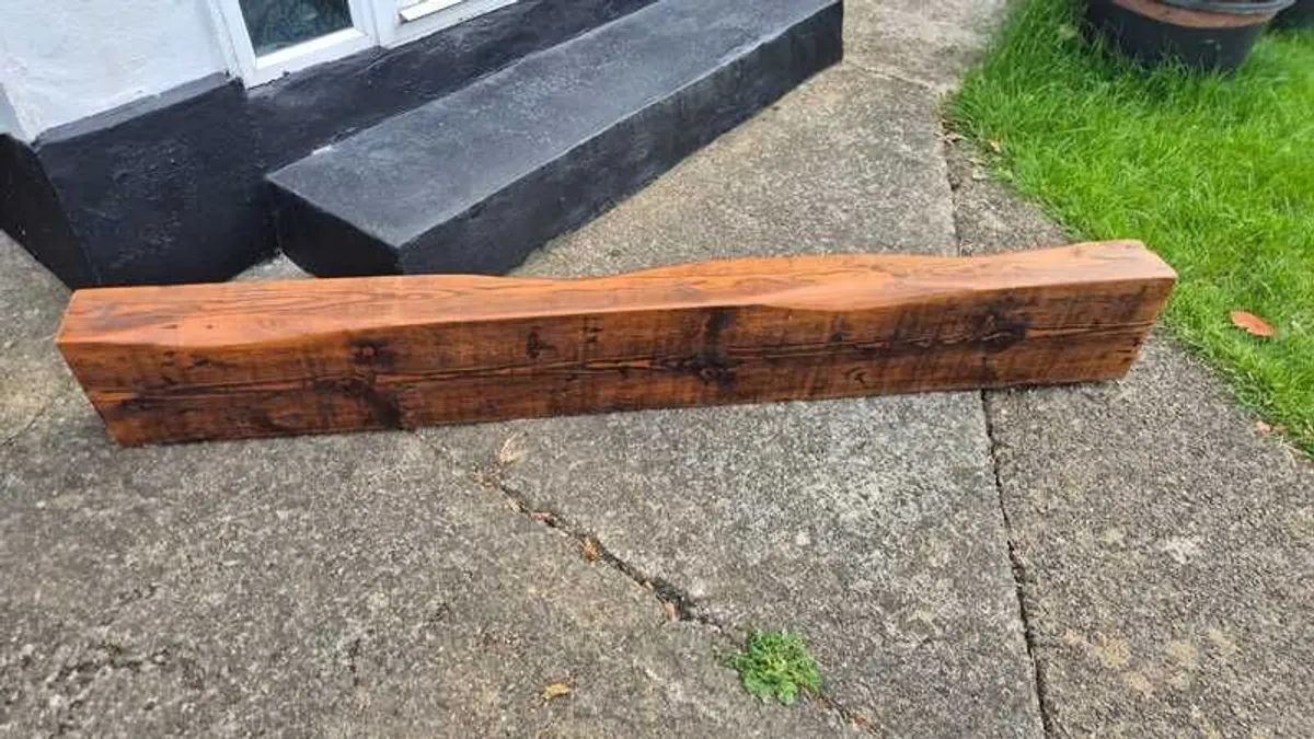 Solid Wood Rustic Fireplace Mantel Beam - Image 1
