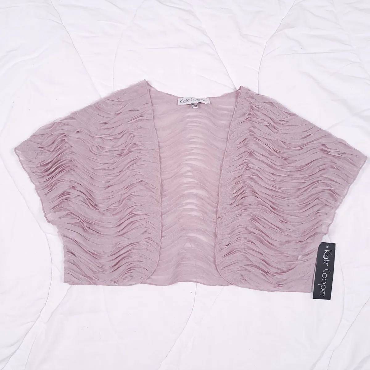 Kate Cooper Dusty Pink Mesh Shrug Bolero 12UK - Image 1