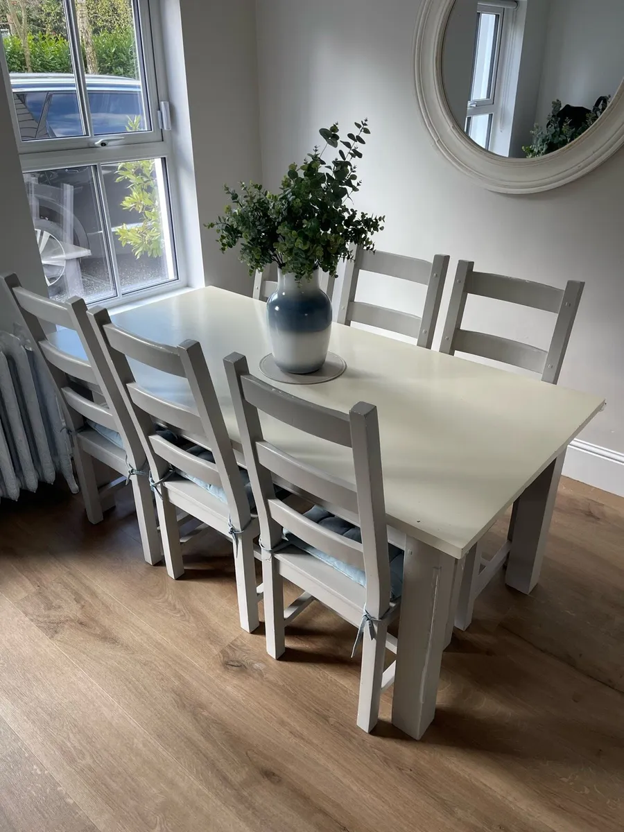 Solid Wood Dining Table and Six Chairs - Image 1