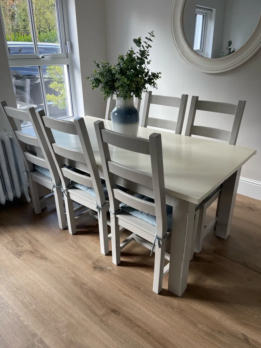 Solid Wood Dining Table and Six Chairs - Image 2