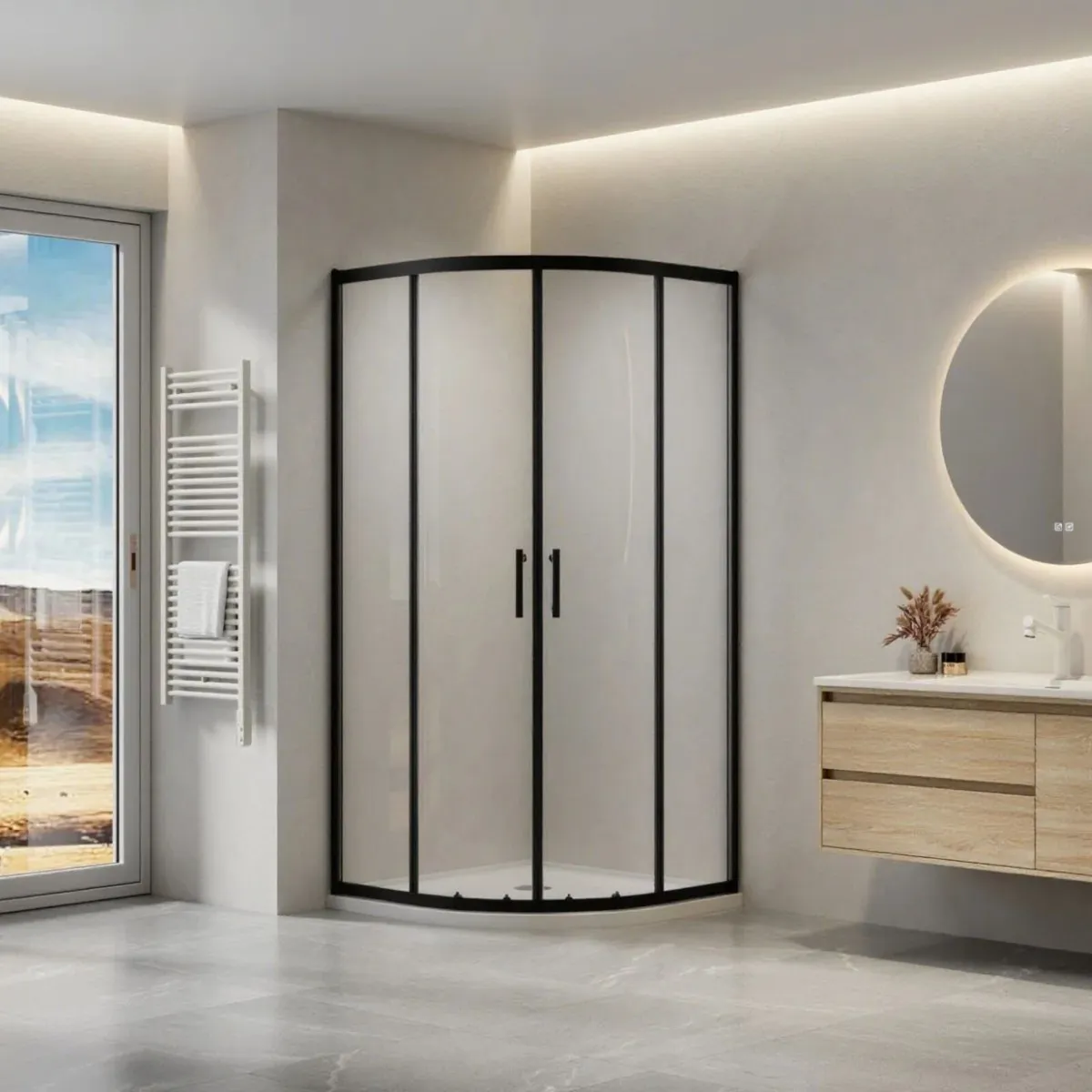 Bathshack - Black 900mm Quadrant Shower Door Deal - Image 1
