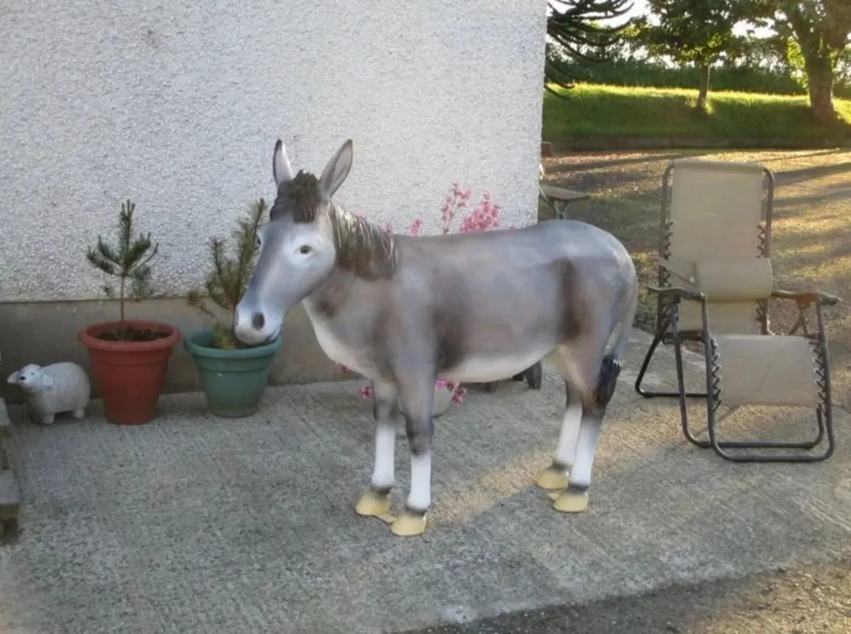 Large Grey Donkey Statue - Image 1