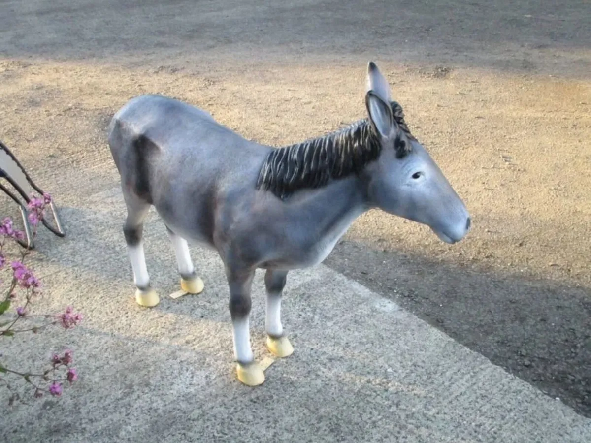 Large Grey Donkey Statue - Image 3