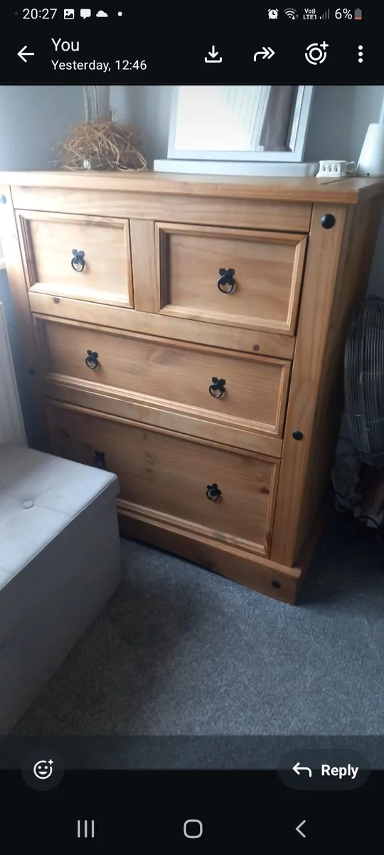 Mexican pine wardrobe and 6 drawer stroage unit - Image 2