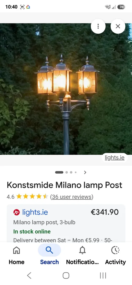 Konst Smide Milano Triple Victorian Outdoor Light - Image 1