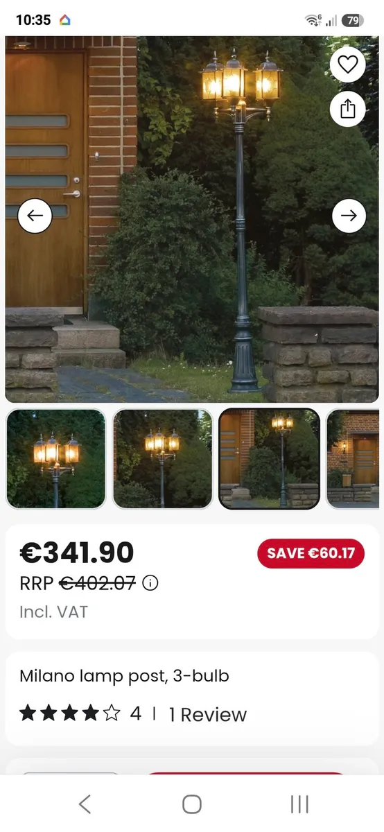 Konst Smide Milano Triple Victorian Outdoor Light - Image 2