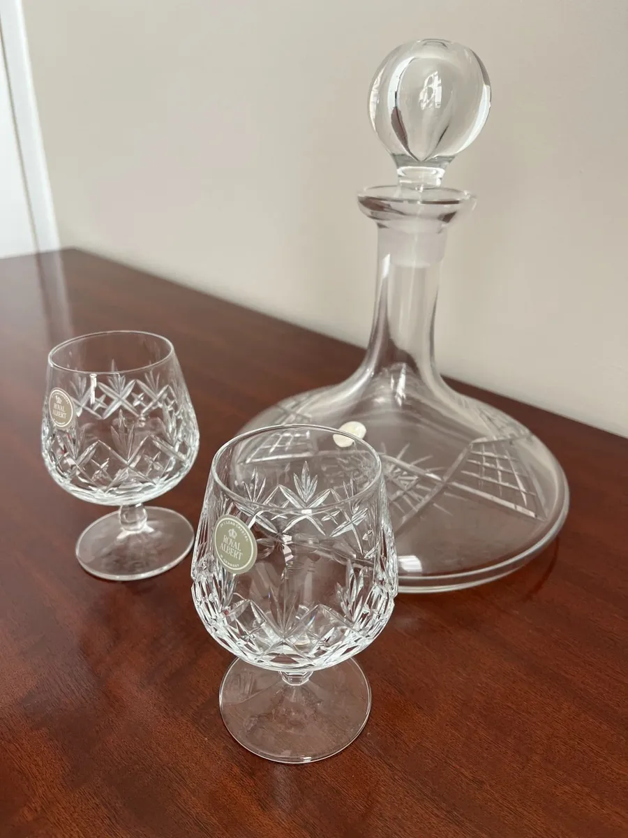 Royal Albert Crystal Decanter and Brandy glasses - Image 2