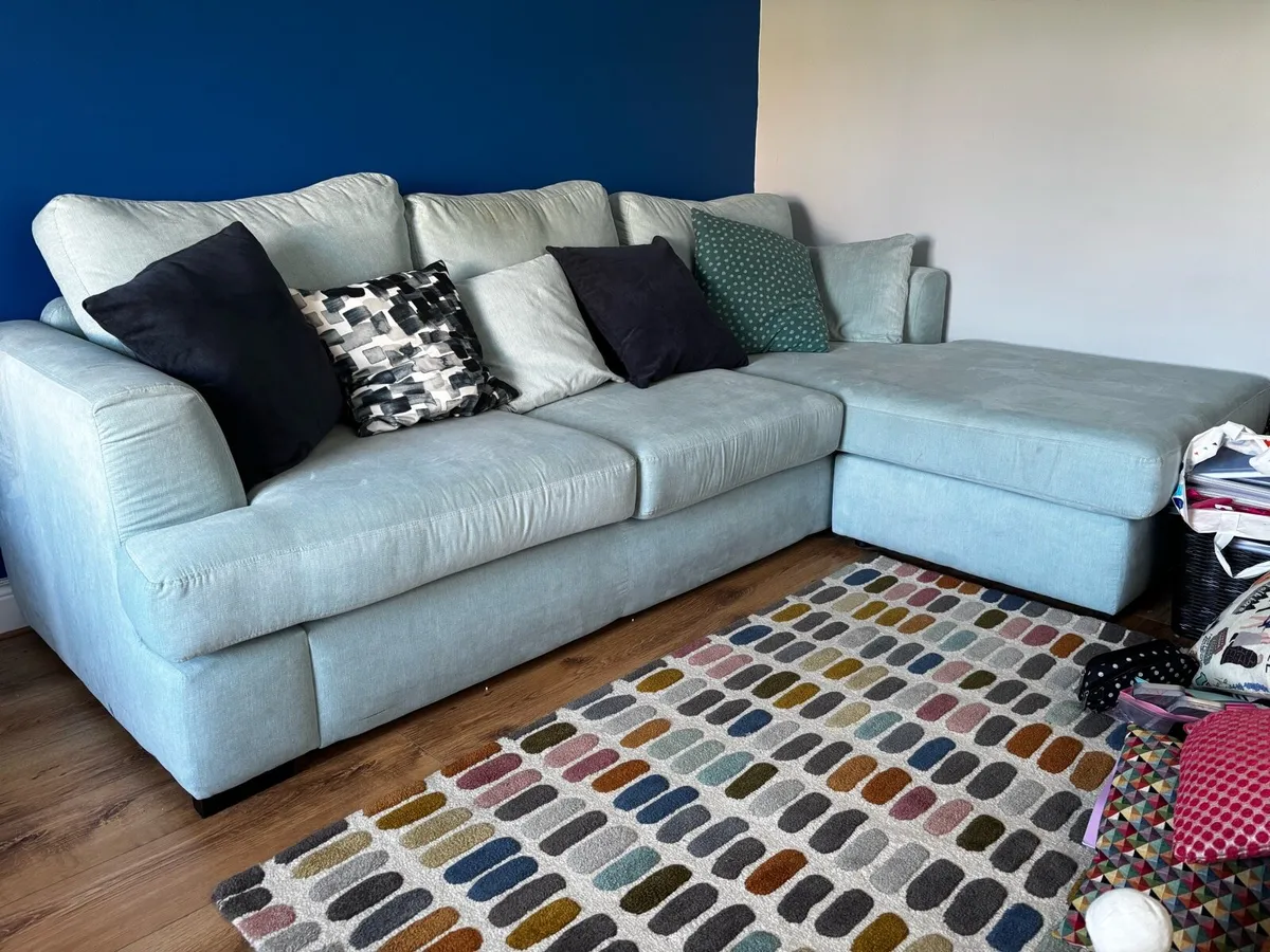 L Shaped Sofa- Pale Blue - Image 1