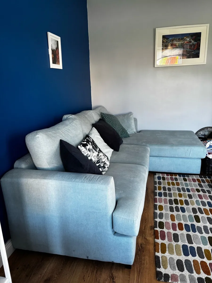 L Shaped Sofa- Pale Blue - Image 2