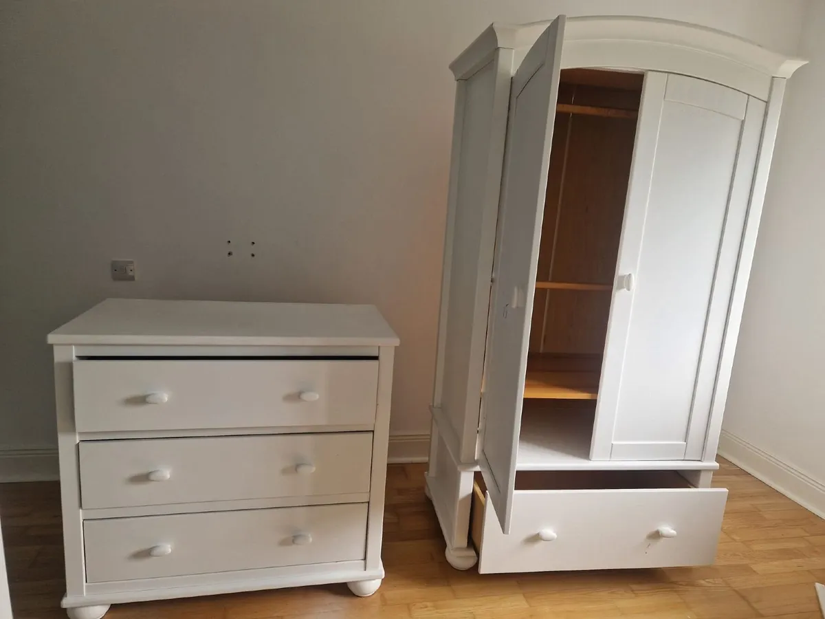 Mamas & Papas White Wardrobe & Drawers - Excellent - Image 3