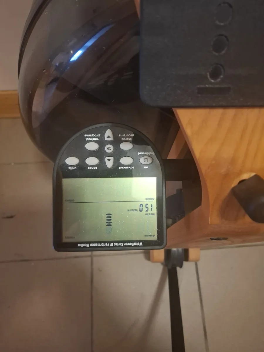 Oak  water rower with stroke and distance computer - Image 3