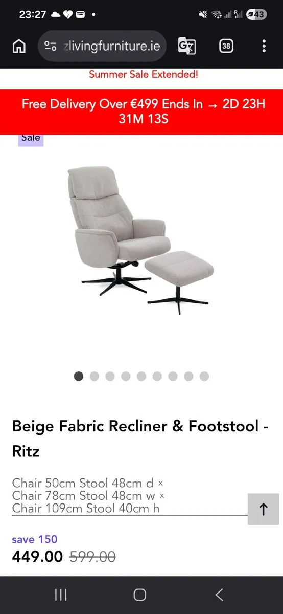 Reclining armchair with footstool - Image 2