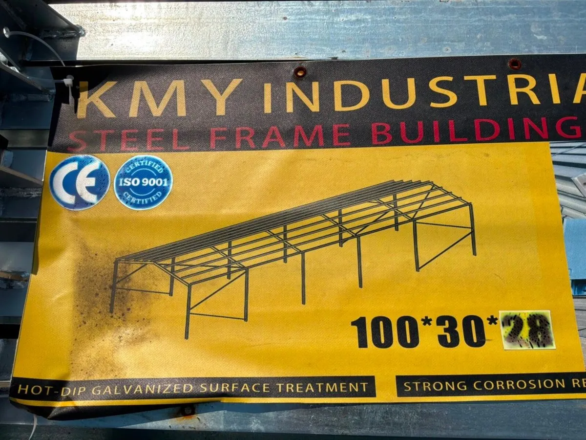 New 100ft x 30ft x 28ft galvanised portal frame sh - Image 3