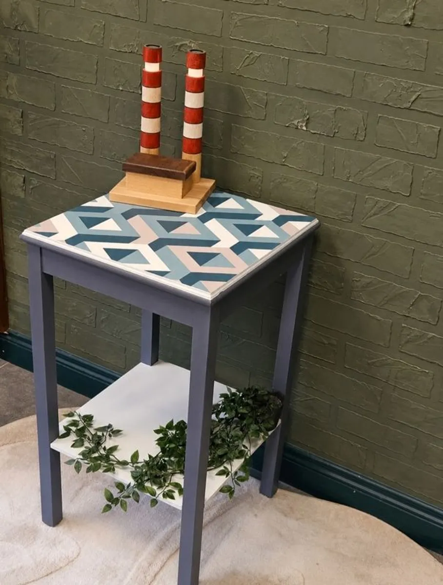 Three D Sq. - Up-Cycled Modern Geometric Side Table - Image 2