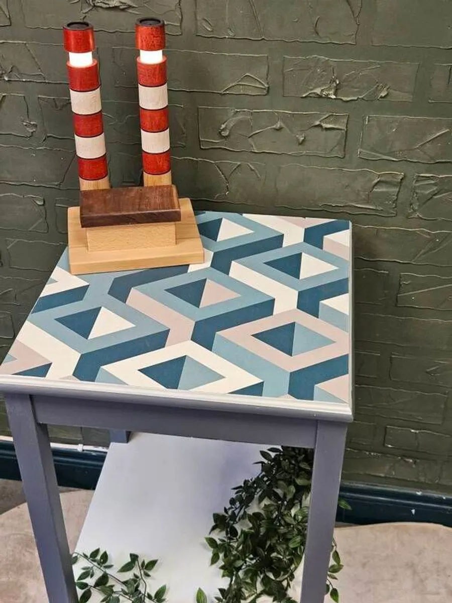Three D Sq. - Up-Cycled Modern Geometric Side Table - Image 3
