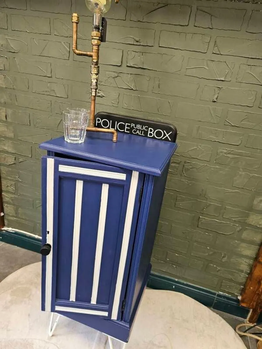 The Triple 9 Box - Upcycled Blue Police Box Cabinet - Image 1