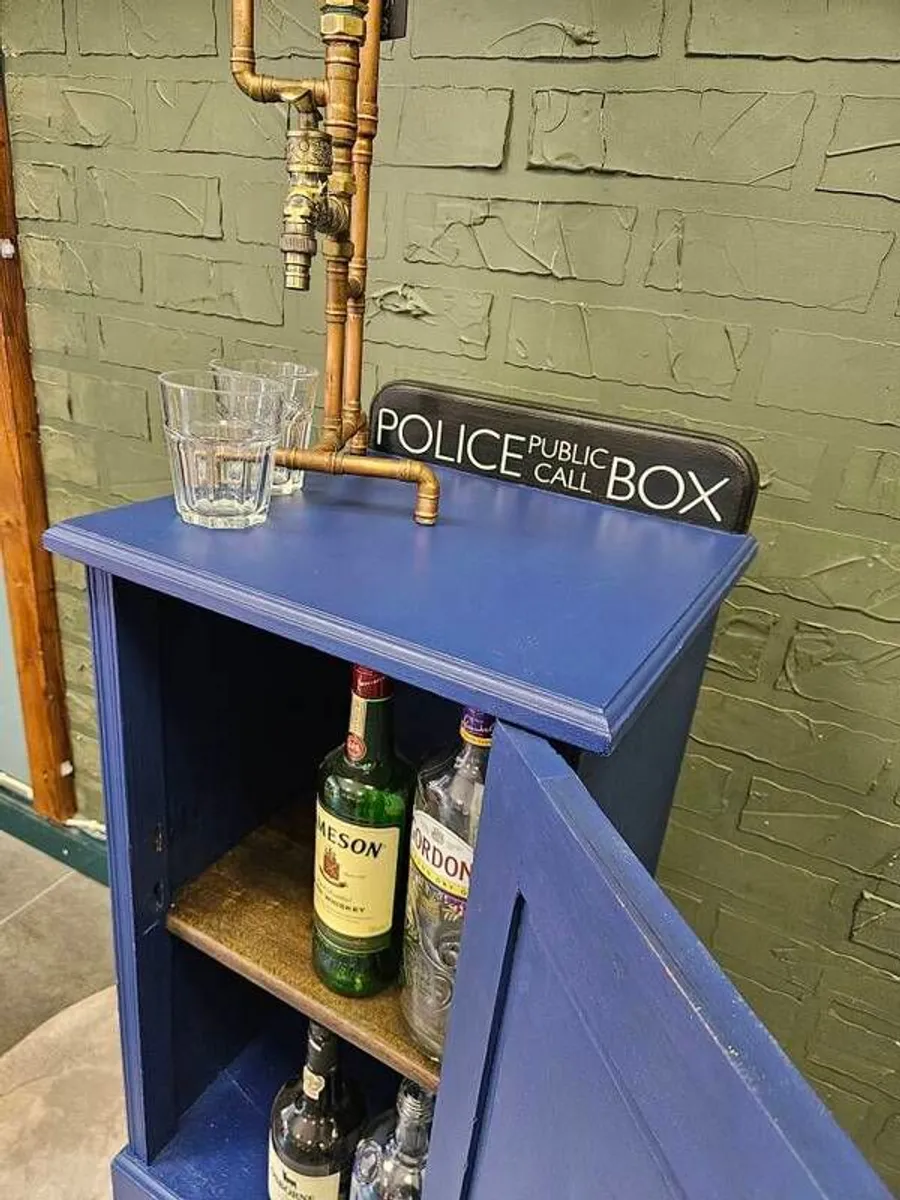 The Triple 9 Box - Upcycled Blue Police Box Cabinet - Image 2