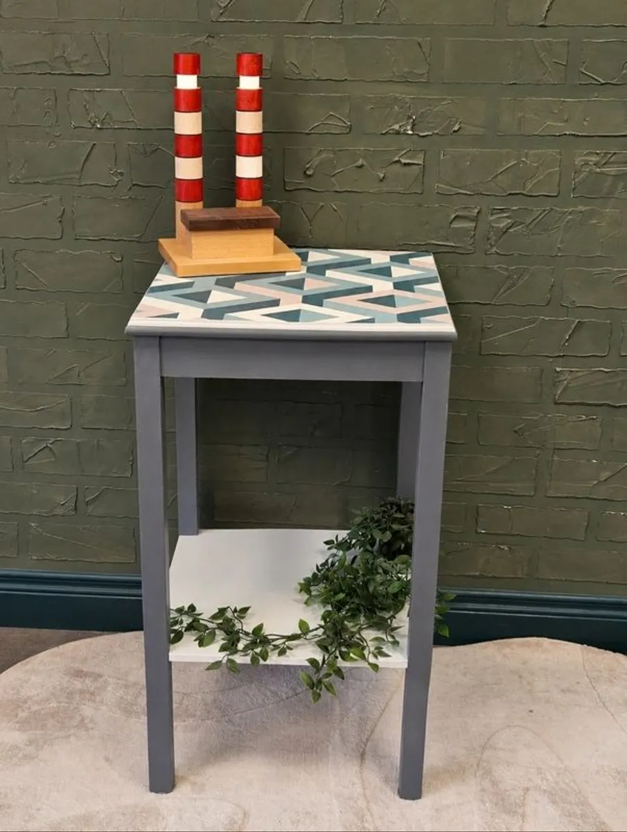 Three D Sq. - Up-Cycled Modern Geometric Side Table - Image 1