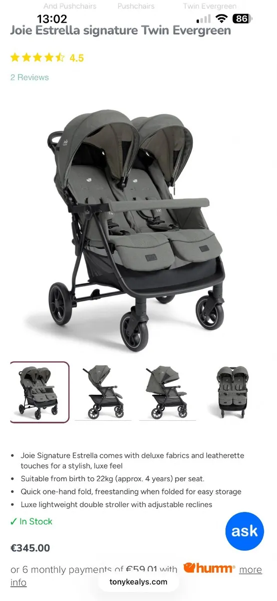 Joie Double Buggy – Excellent Condition – 10 Month - Image 1