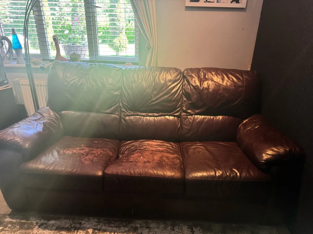 Wine leather sofa free to take away - Image 2