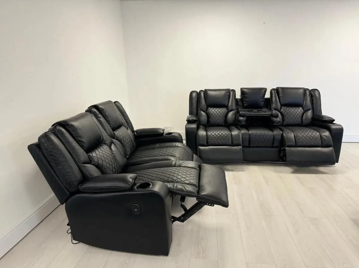 Electric Real Leather Orlando Recliner Sofa Set - Image 3