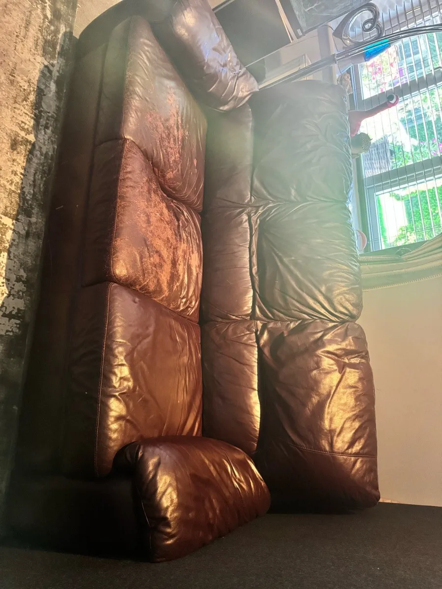 Wine leather sofa free to take away - Image 1