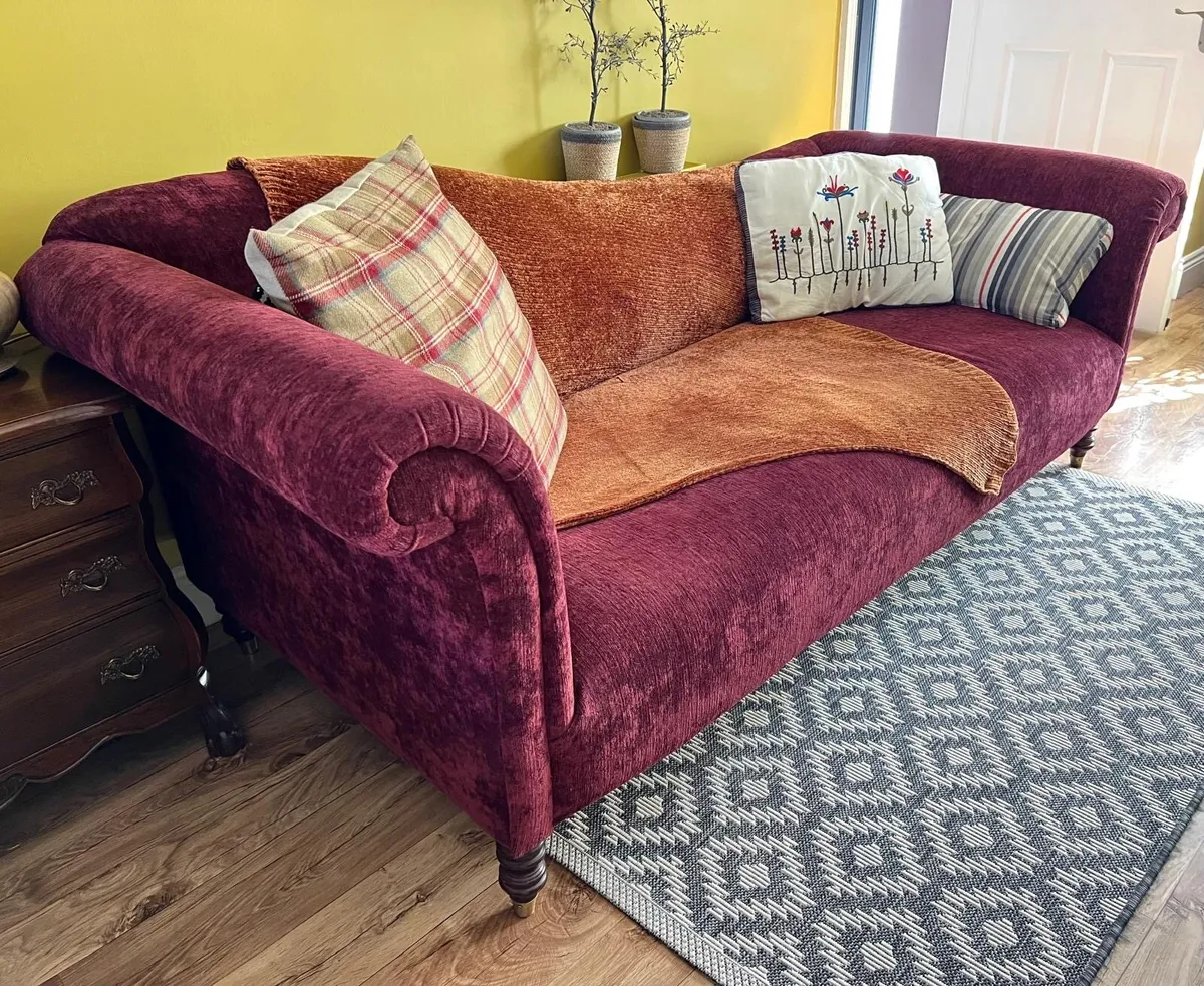 Large Burgundy Sofa Couch - Image 2