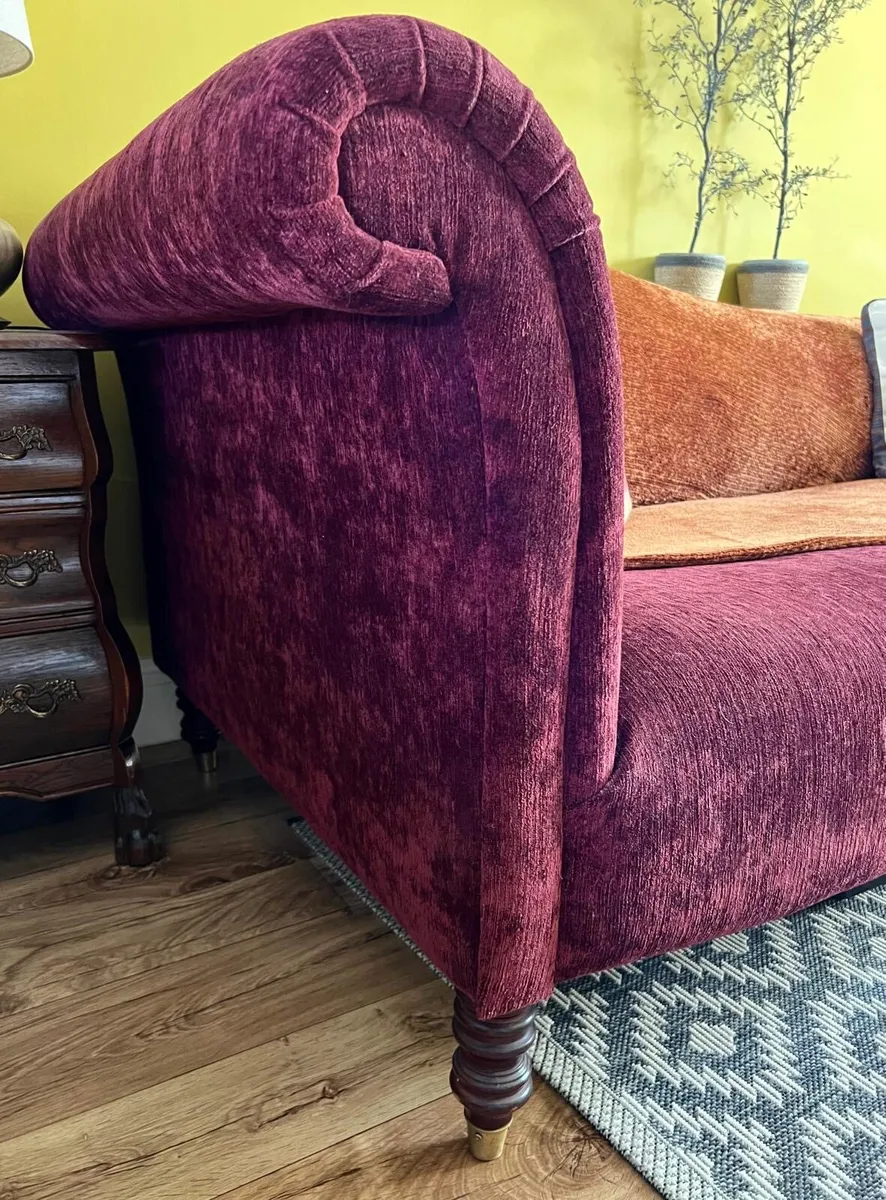 Large Burgundy Sofa Couch - Image 3