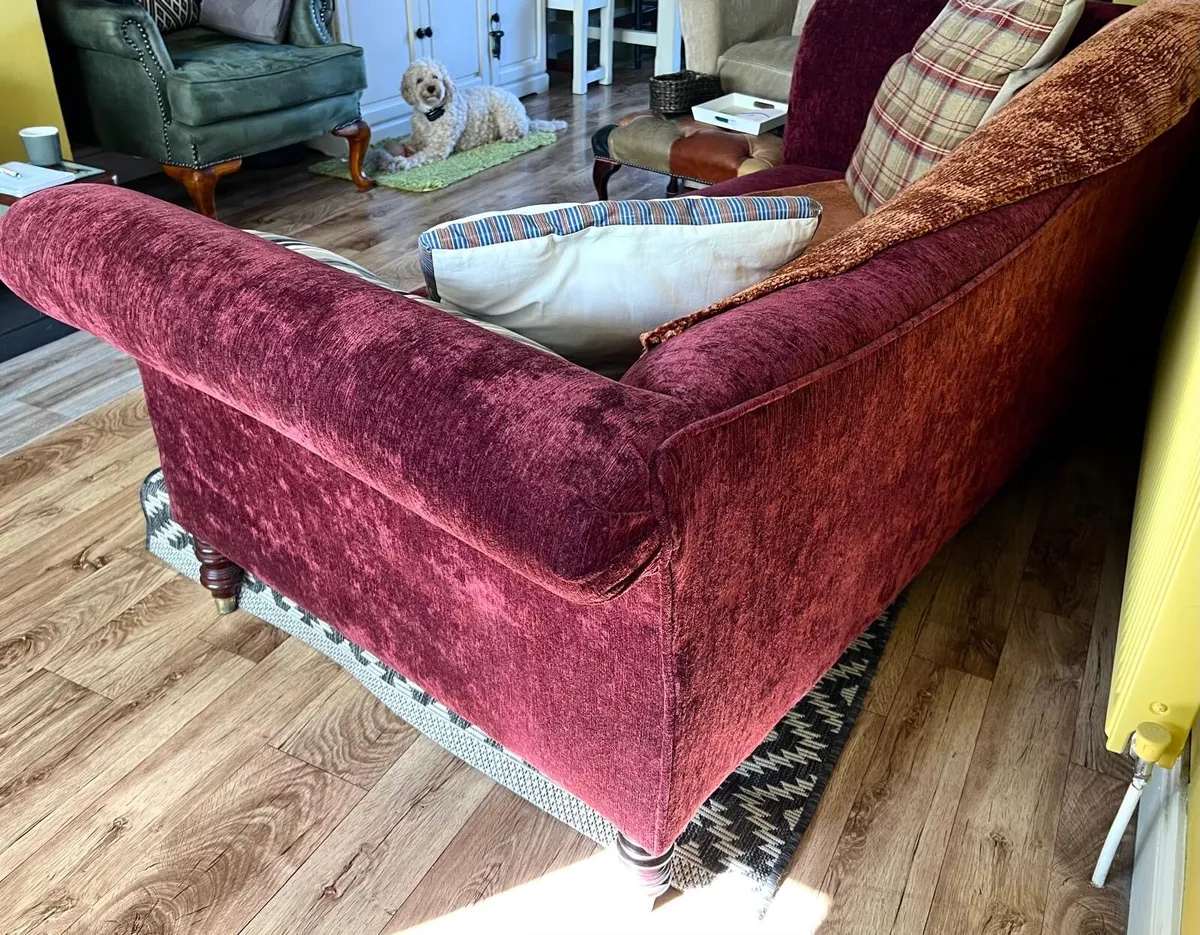 Large Burgundy Sofa Couch - Image 4