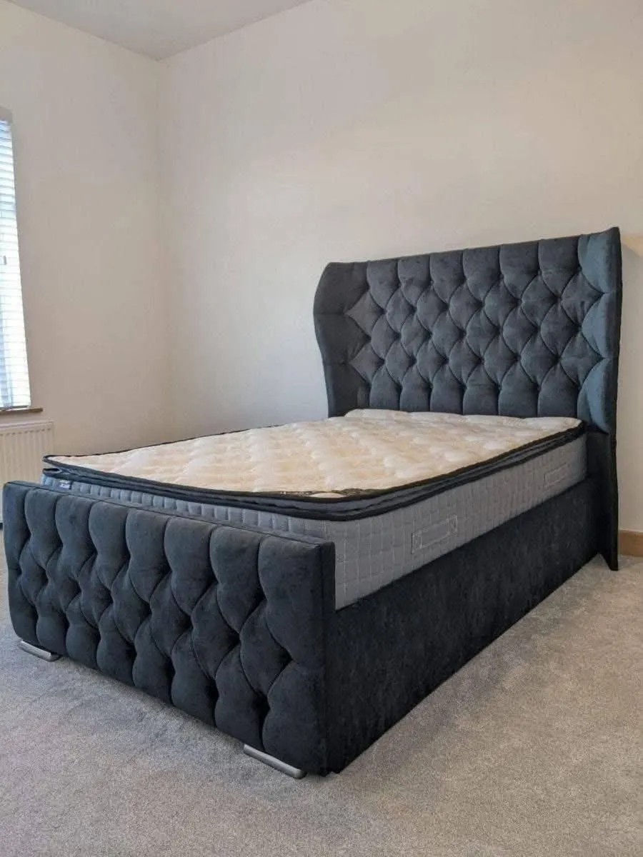 Double & King Size Bed Frame With Mattress Opt - Image 2