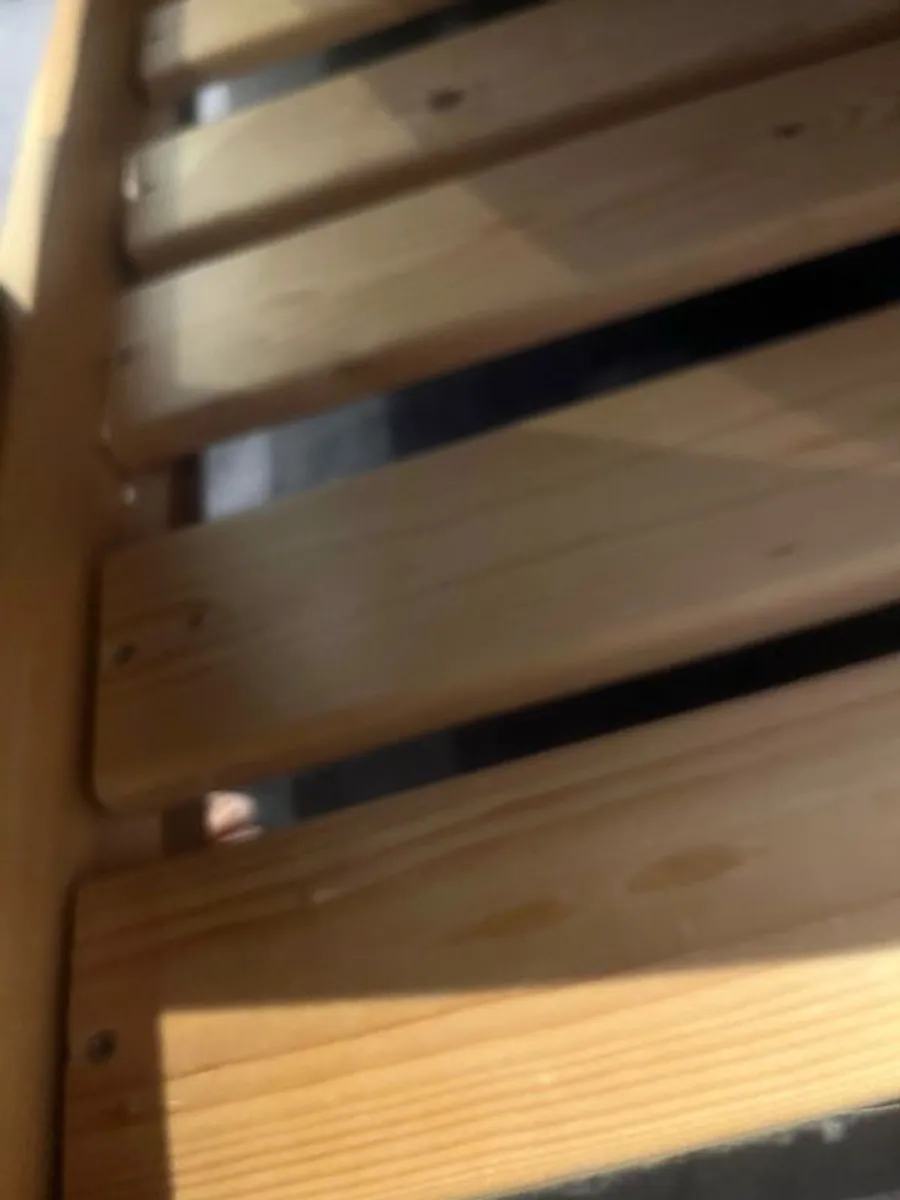Wooden frame slated king size bed - Image 1