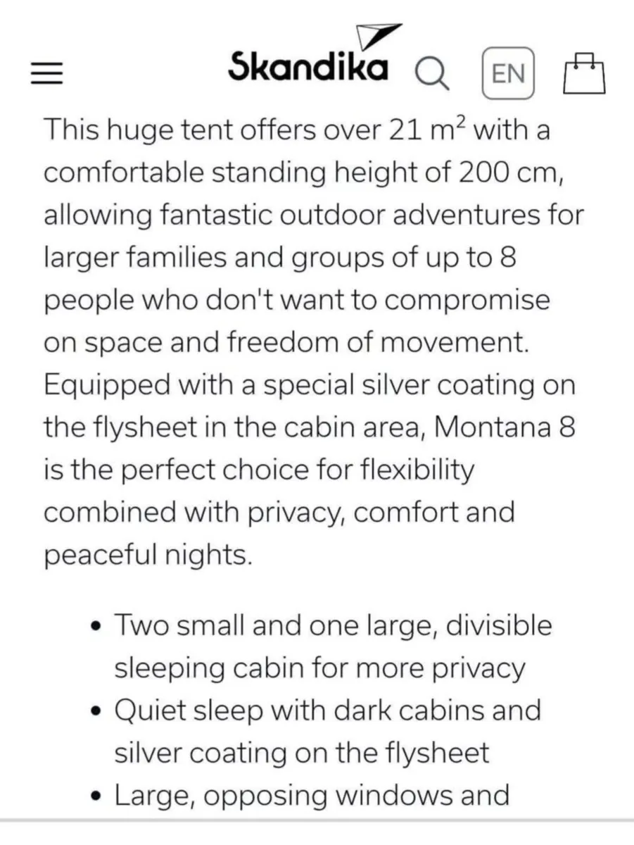 8 man Montana skandika tent - Image 2