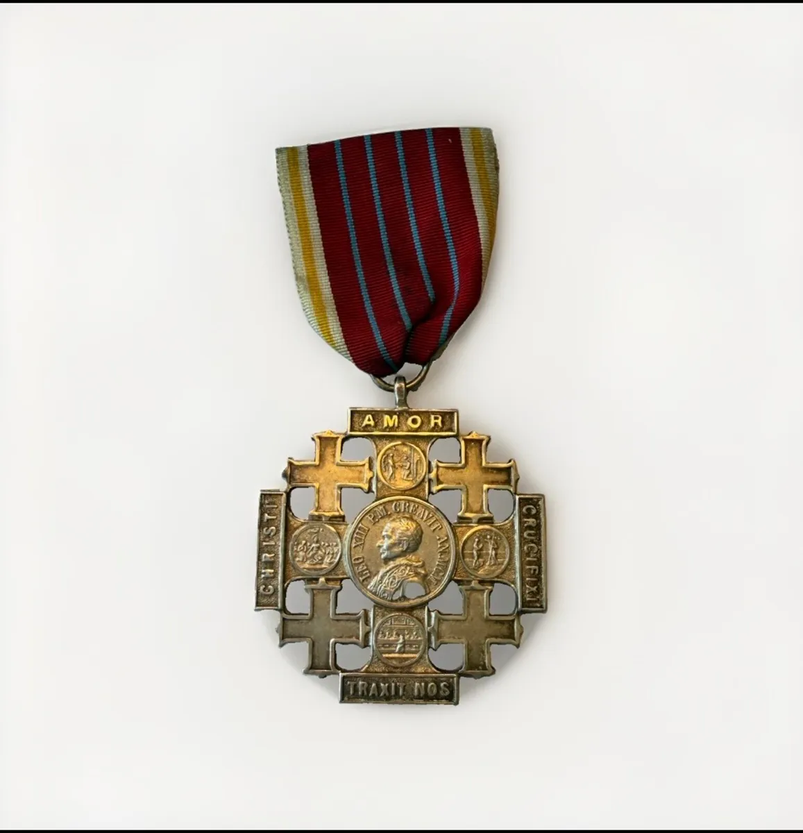 Jerusalem Cross of Honor Pope LeoXIIl silver medal - Image 4