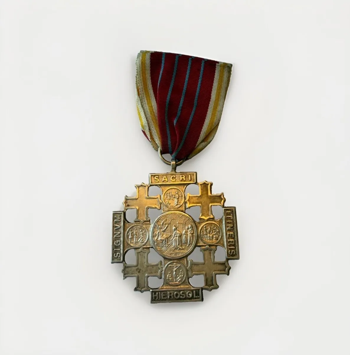 Jerusalem Cross of Honor Pope LeoXIIl silver medal - Image 1