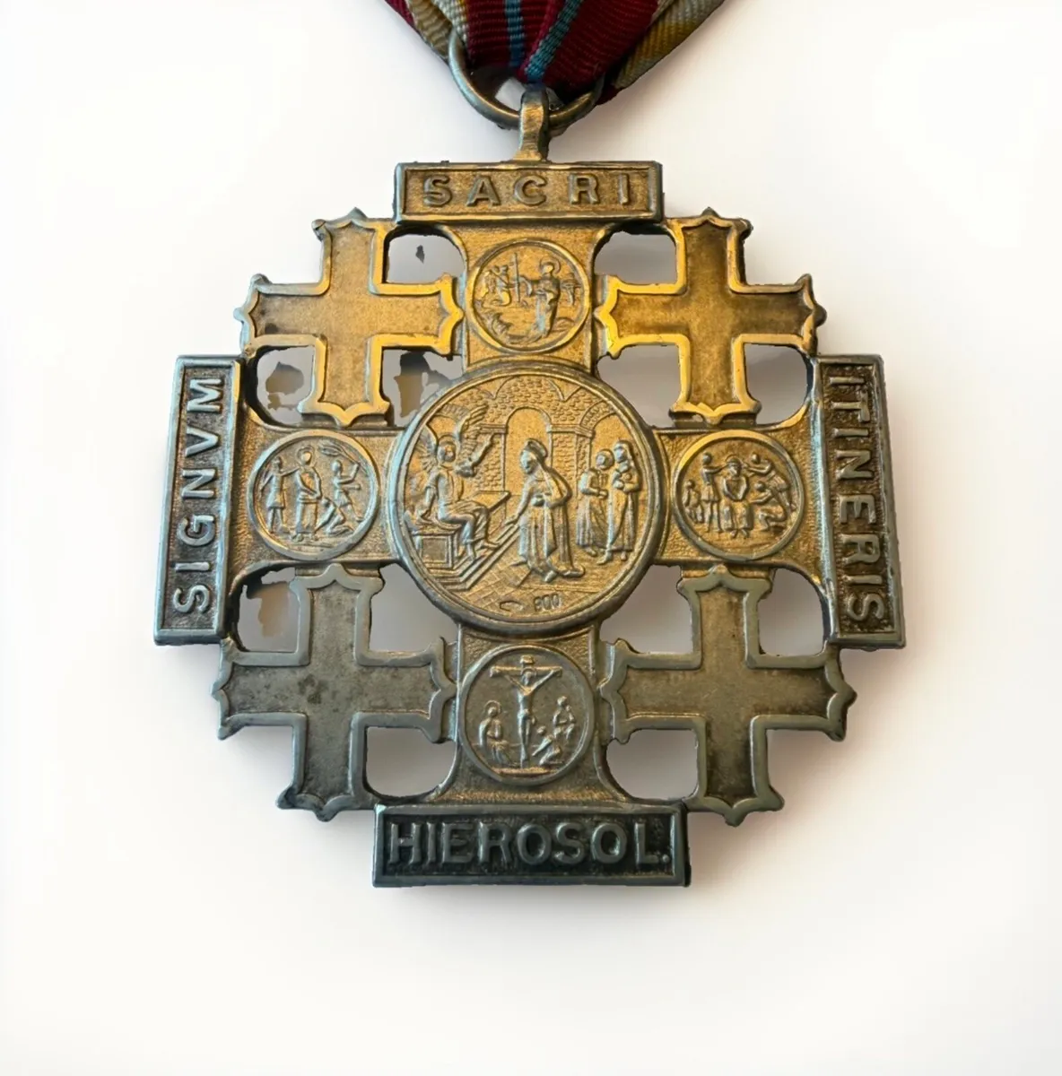 Jerusalem Cross of Honor Pope LeoXIIl silver medal - Image 2
