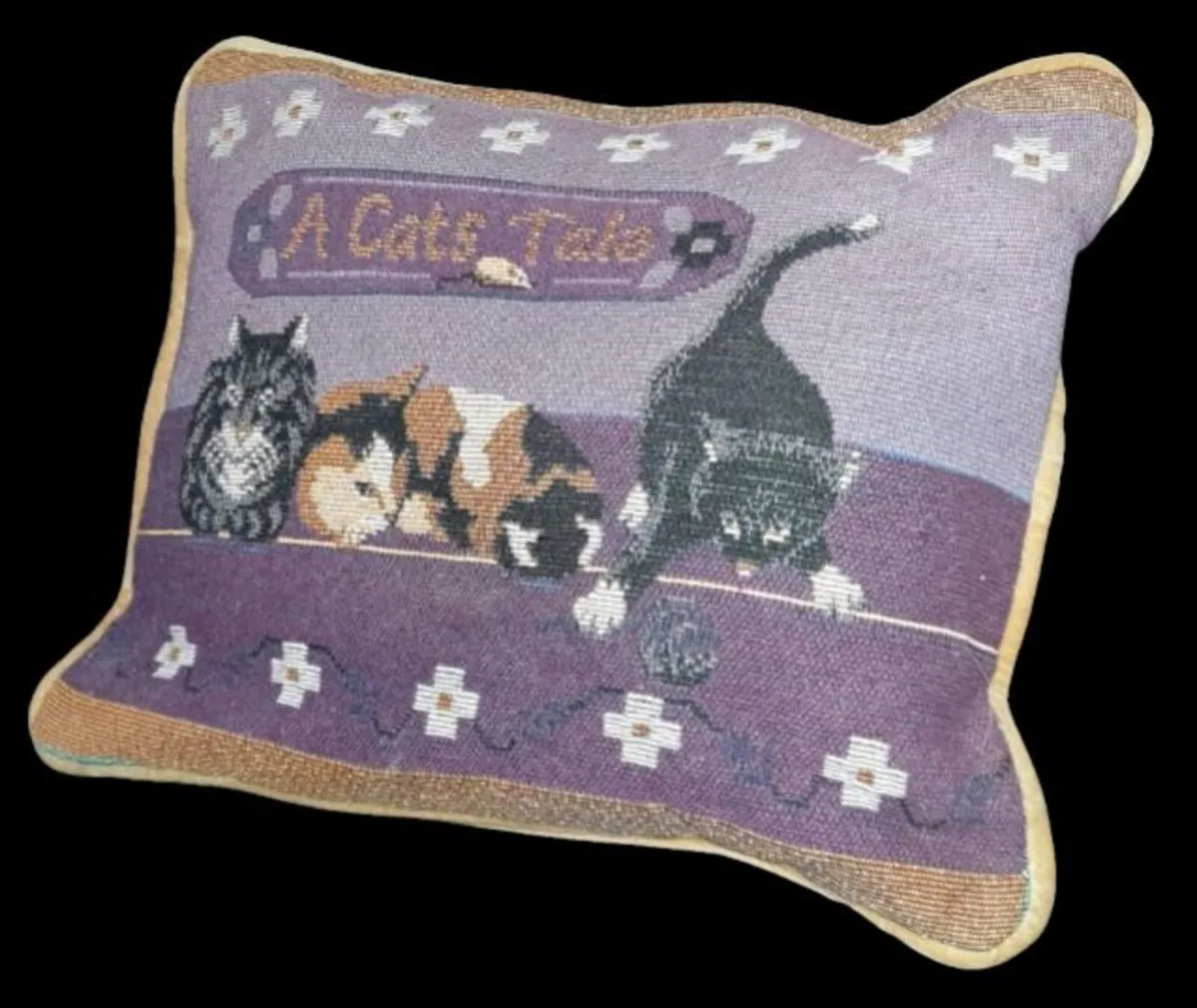 Vintage Harrods Tapestry Cat Cushion - Image 2