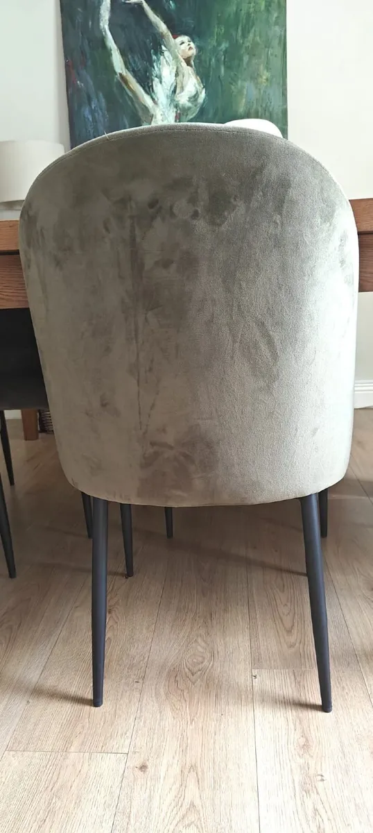 Moss green velvet dining chairs - Image 4